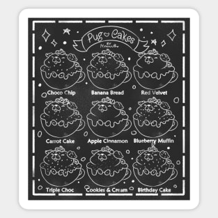 Pug Cake Chalkboard Menu Sticker